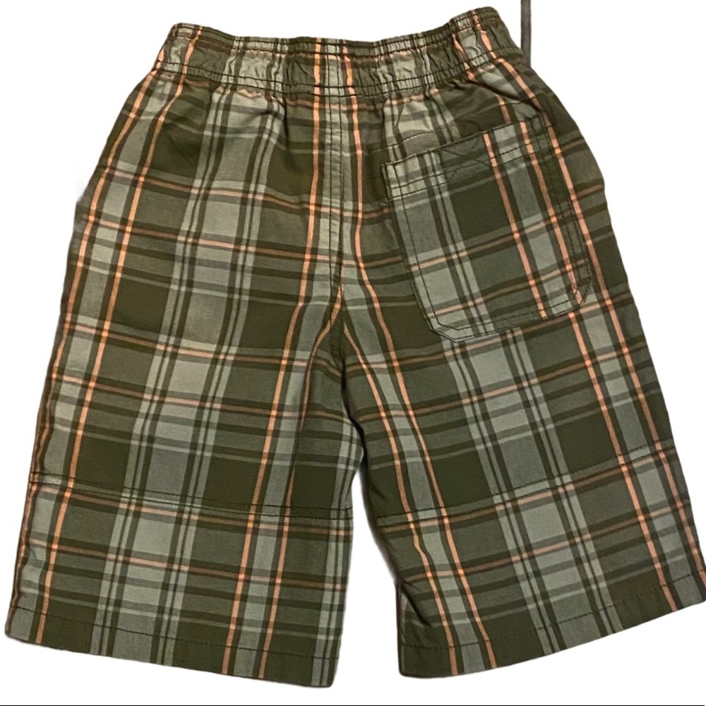 Toughskins Boys Green Striped Plaid Shorts - Picture 2 of 4